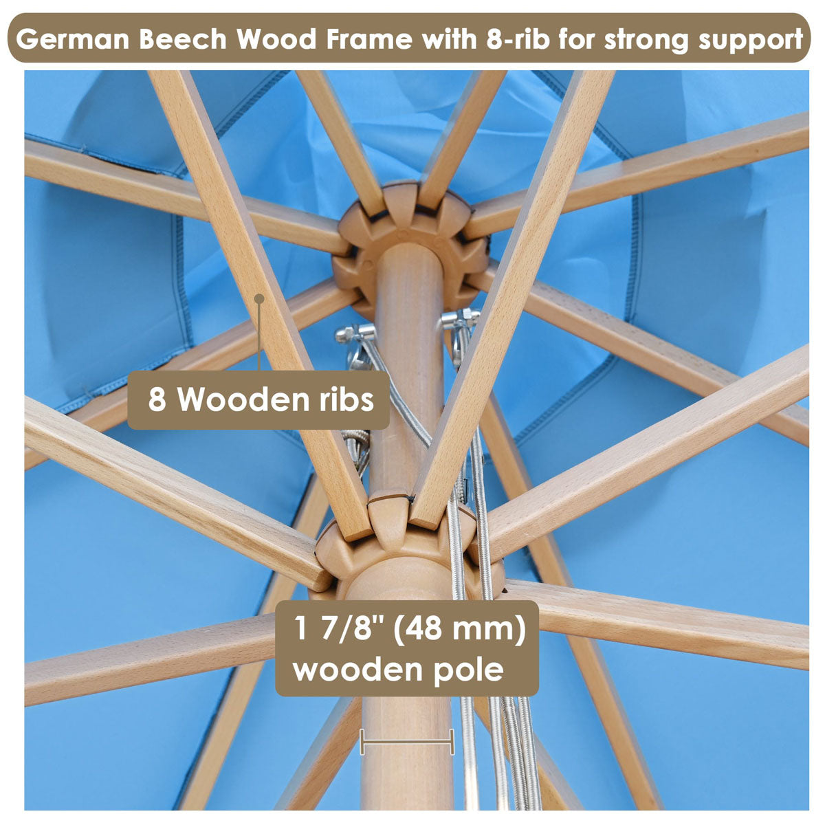 13ft Patio Wood Market Umbrella Multiple Colors