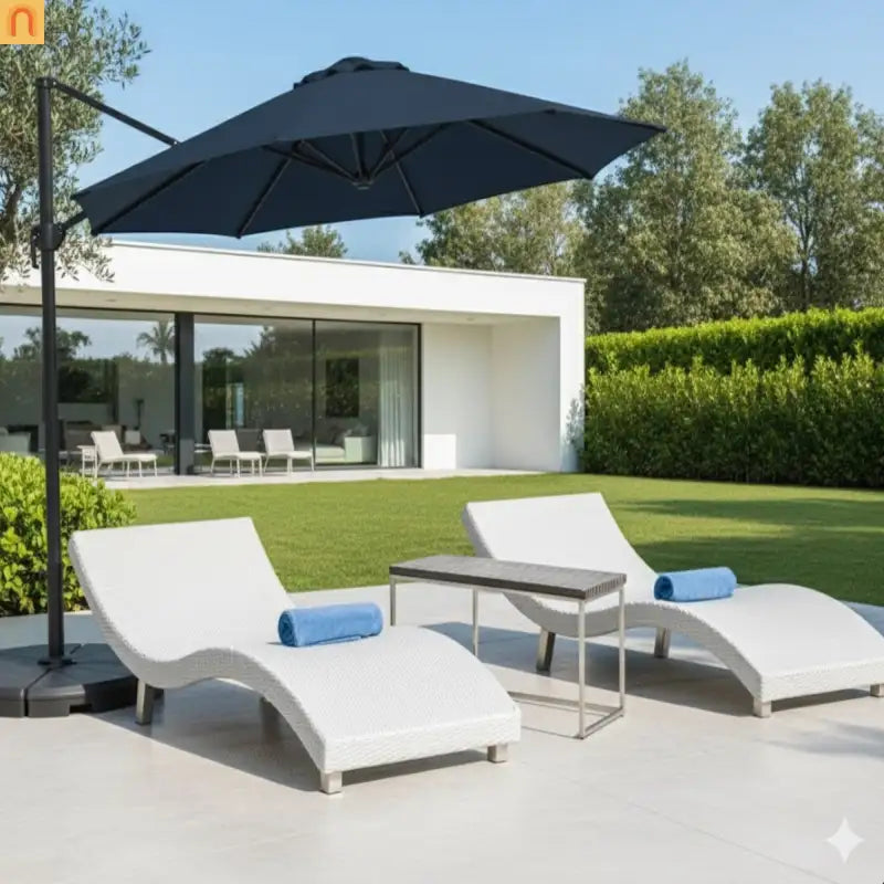 Patio Umbrella Cantilever Blue 10ft Square 360 Degree UPF 50 Plus
