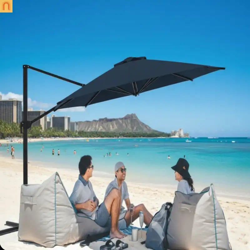 Patio Umbrella Cantilever Blue 10ft Square 360 Degree UPF 50 Plus