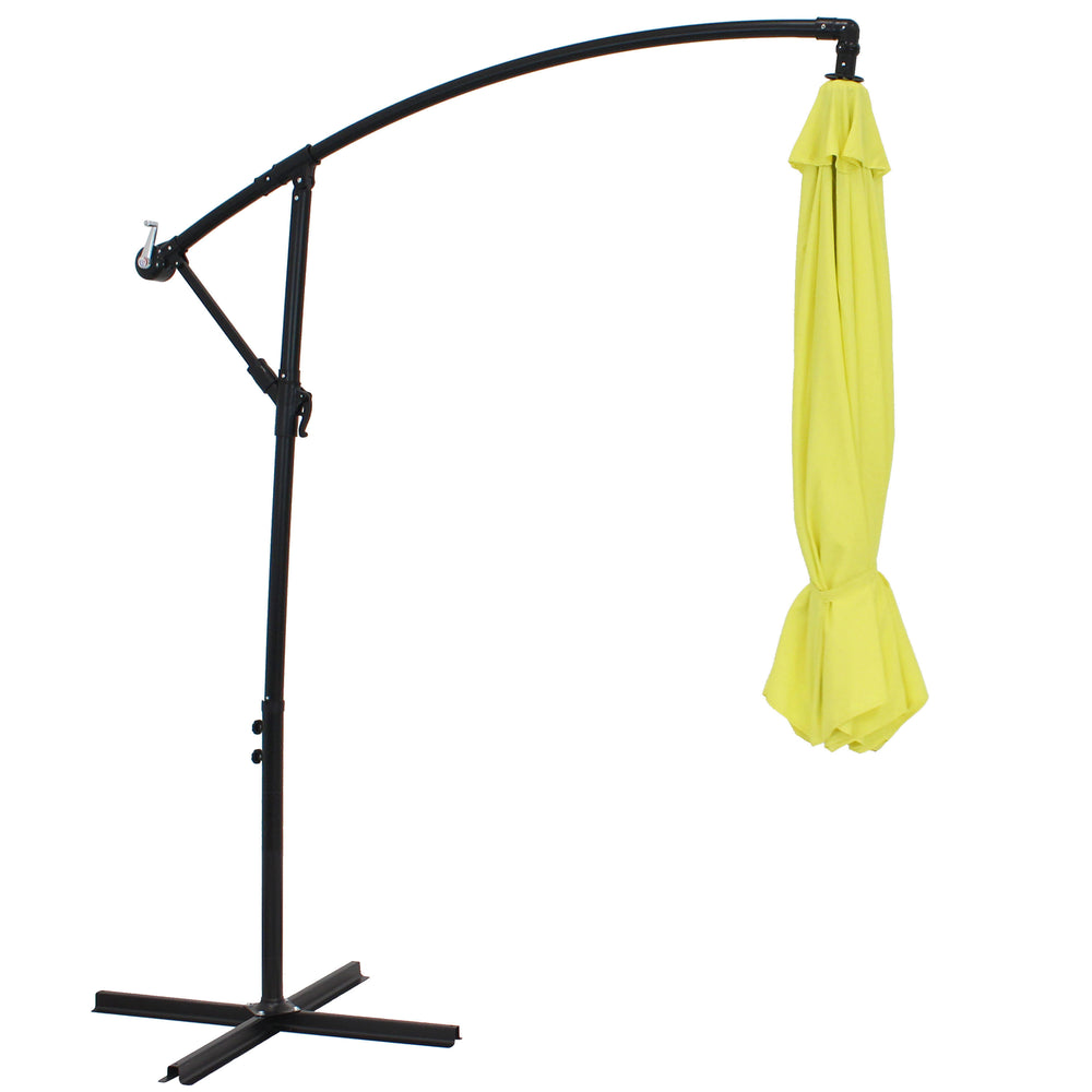 Sunnydaze 9.5 ft Offset Patio Umbrella Sunshine outdoor setting