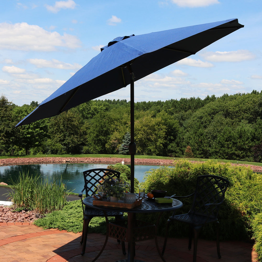 Sunnydaze 9 ft Spun-Poly Market Umbrella Navy Blue product shot