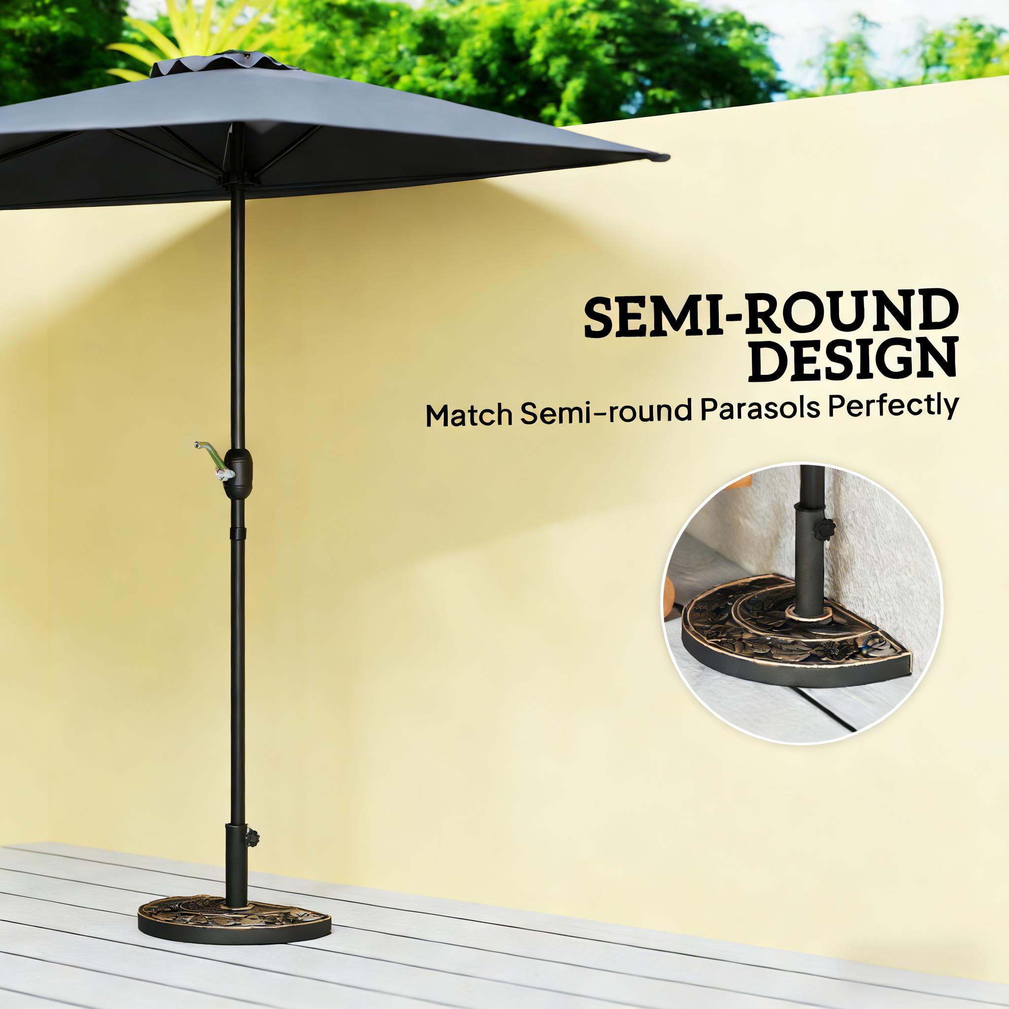 Patio Umbrella Half Round Base Bronze Resin 19.75x12.25 In