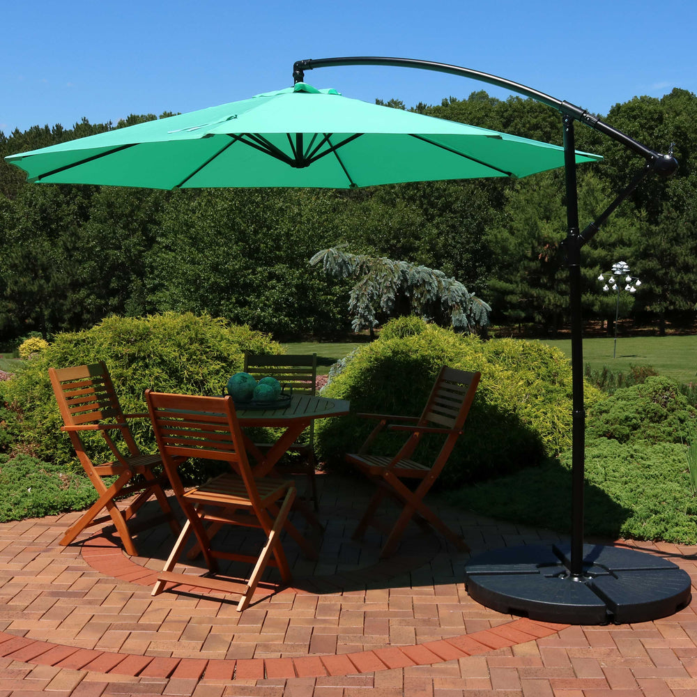 Sunnydaze 9.5 ft Offset Patio Umbrella Seafoam lifestyle outdoor