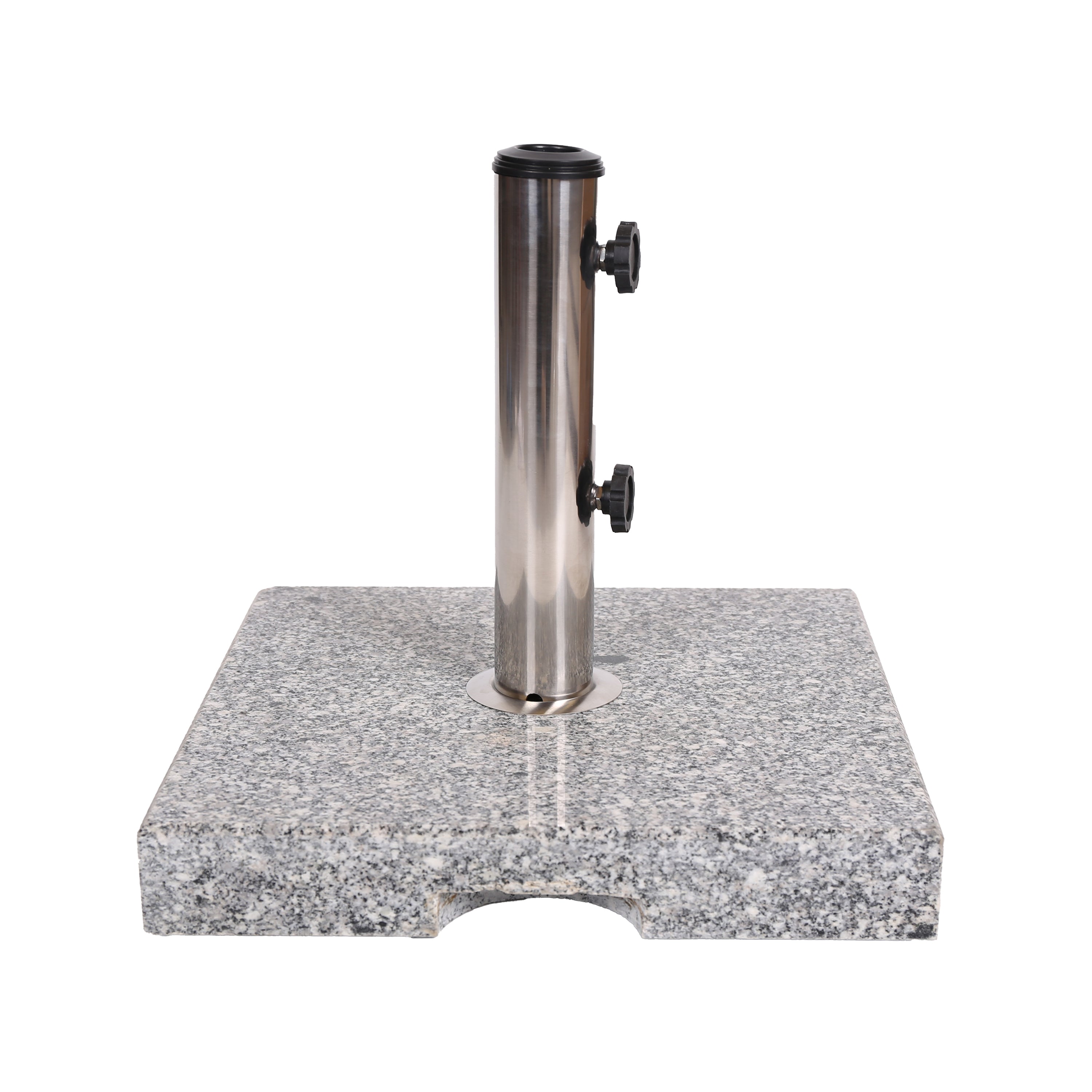 Patio Umbrella Base Square Granite Stainless Steel Gray 55 LB 15.75 In