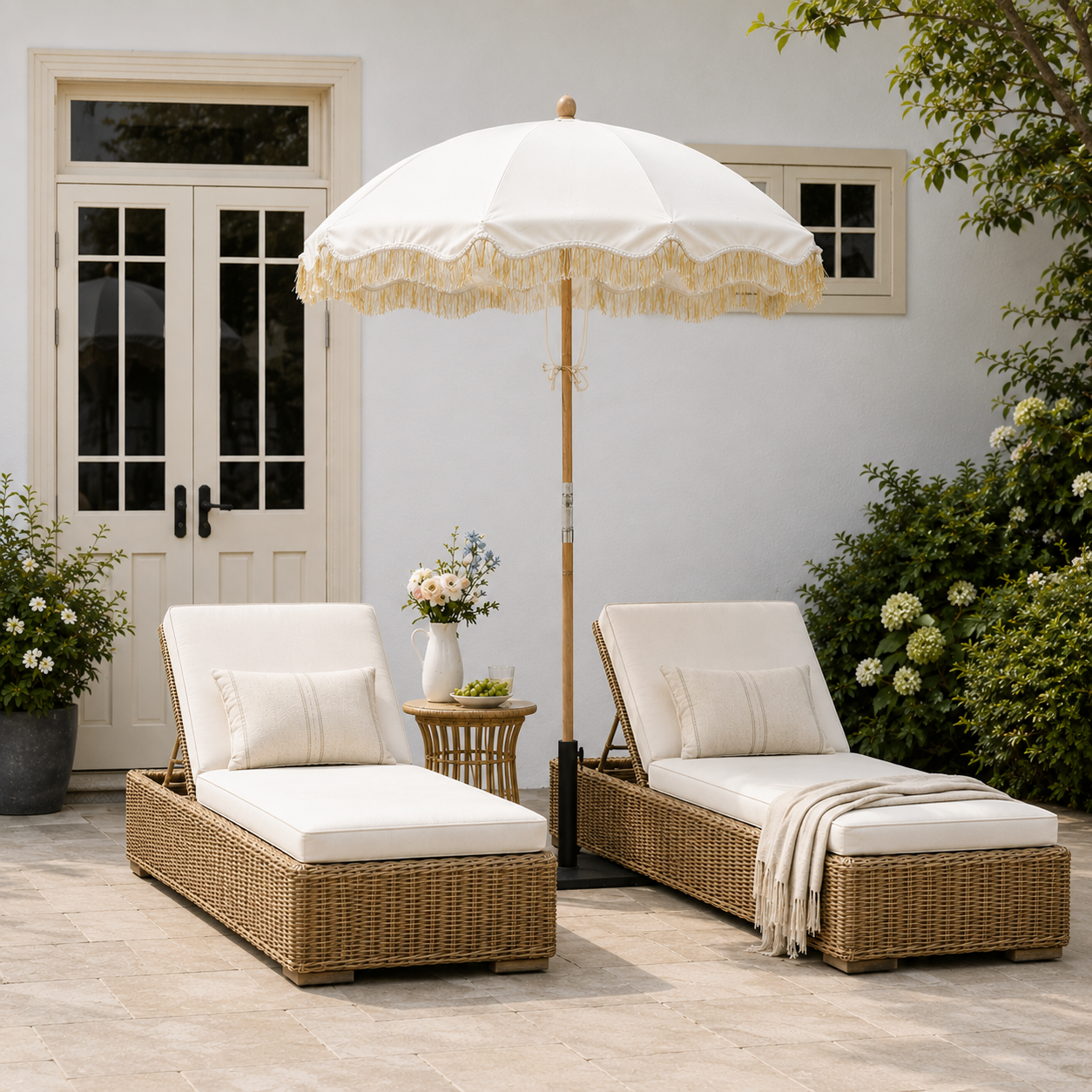 6ft Jazz Age Fringe Umbrella Tilt Market Umbrella