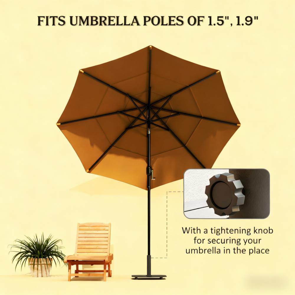 Patio Umbrella Stand Base Metal Black Square 17.7in Heavy Duty