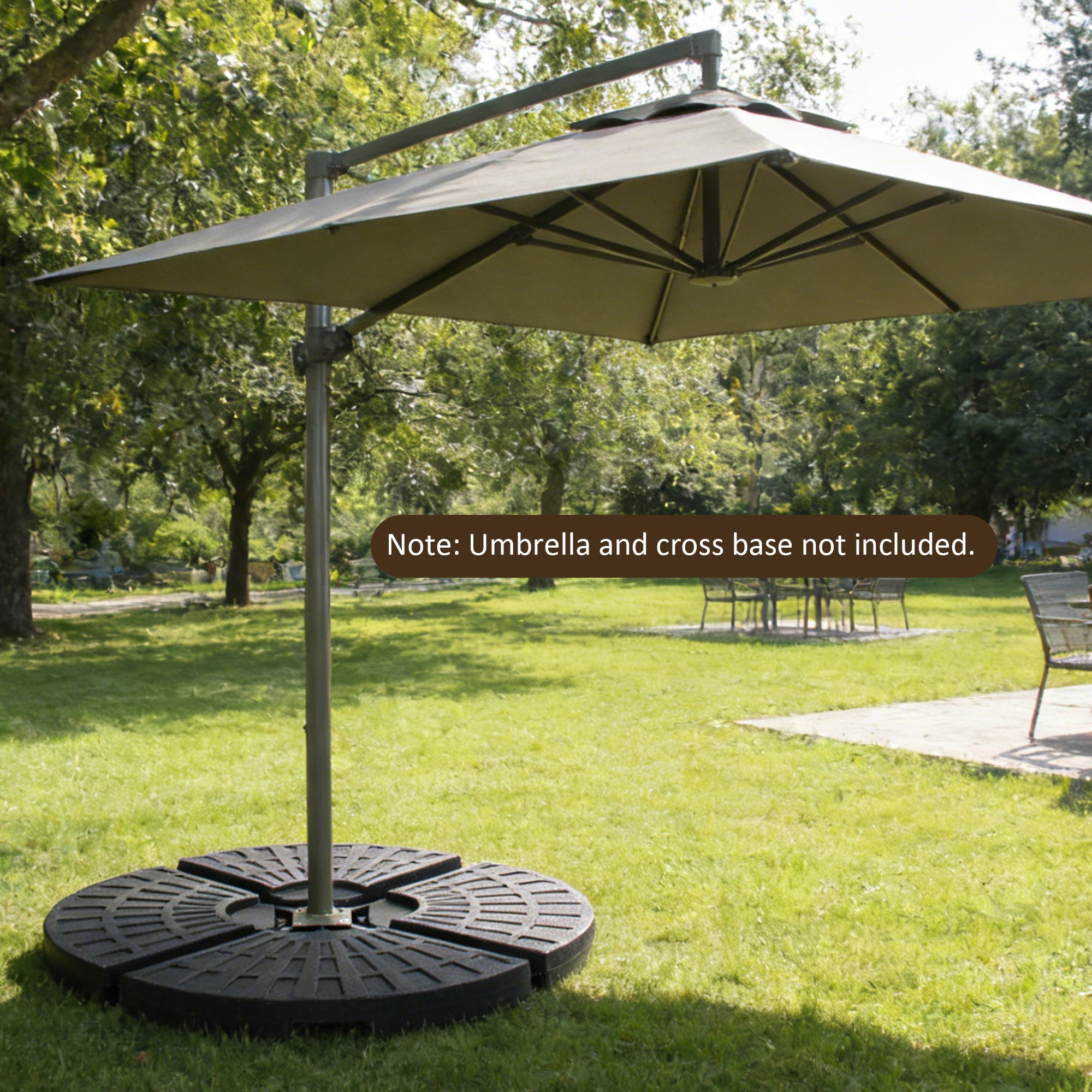 Patio Umbrella Base Fillable Black HDPE 4 Piece 220 LB Water or Sand