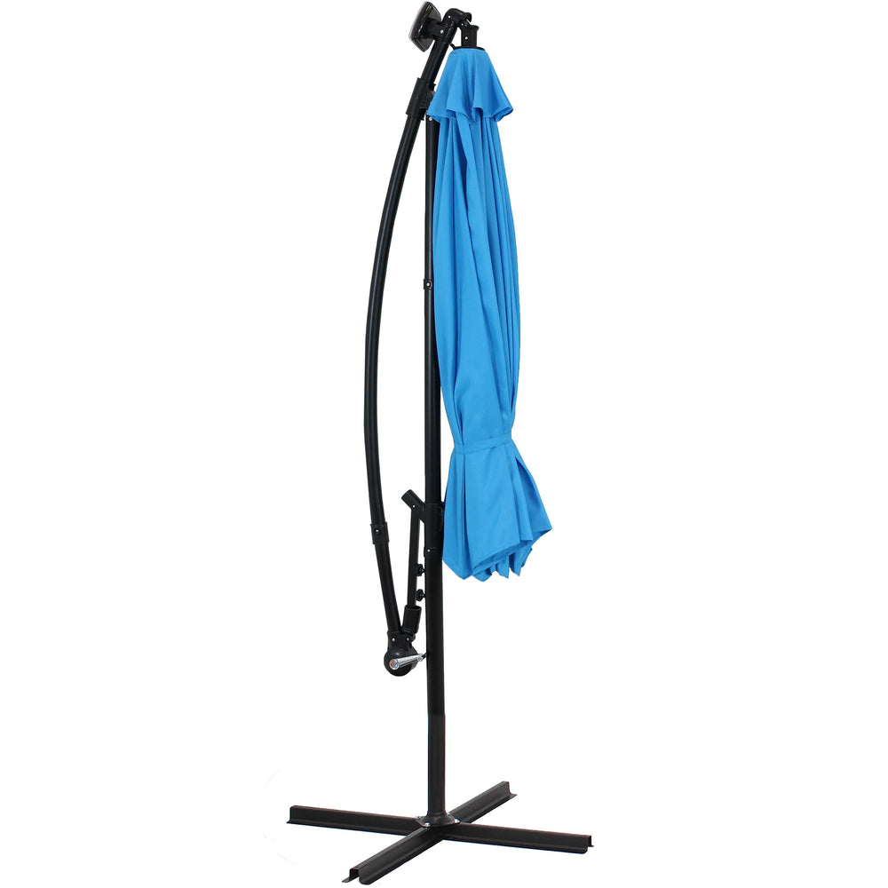 Sunnydaze 10 ft Solar Offset Patio Umbrella Azure solar LED lights detail