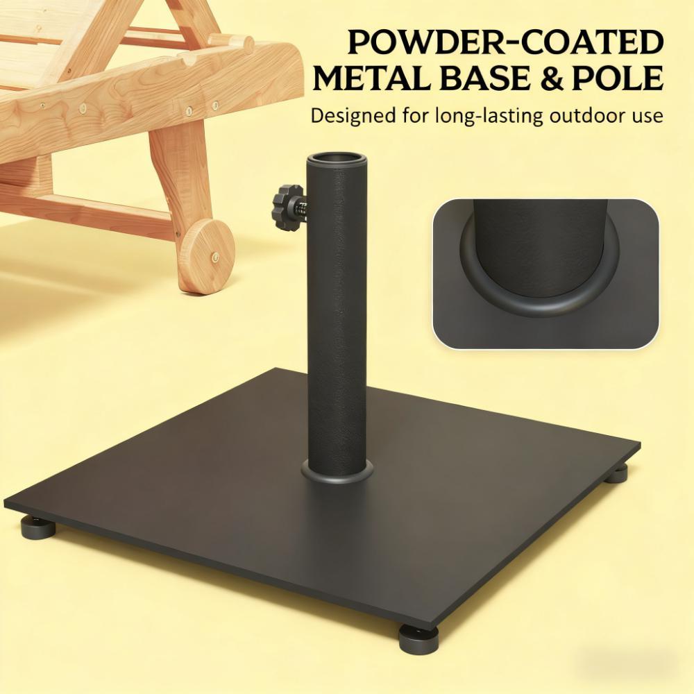 Patio Umbrella Stand Base Metal Black Square 17.7in Heavy Duty