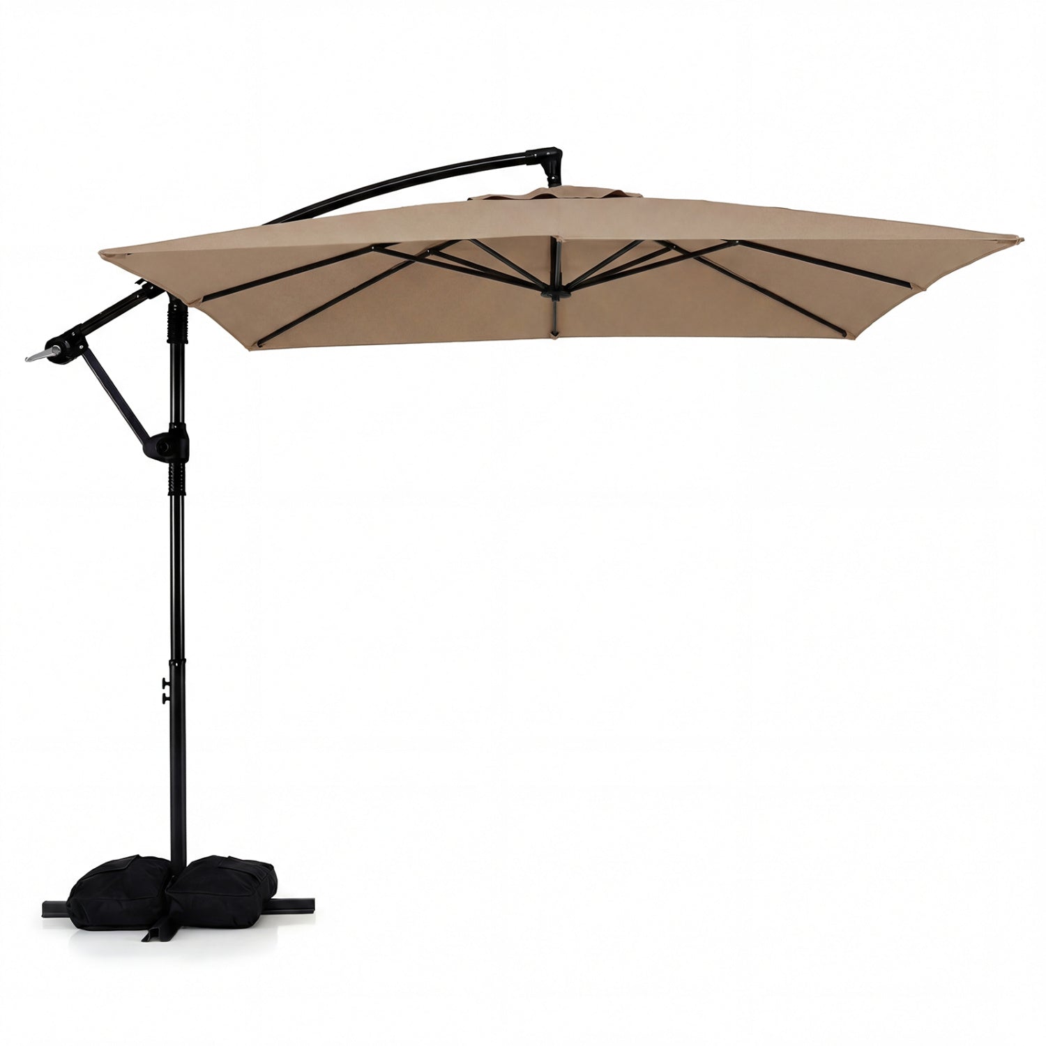 8 x 8 FT Offset Cantilever Patio Umbrella Square Hanging Outdoor Market Umbrella with 360° Rotation