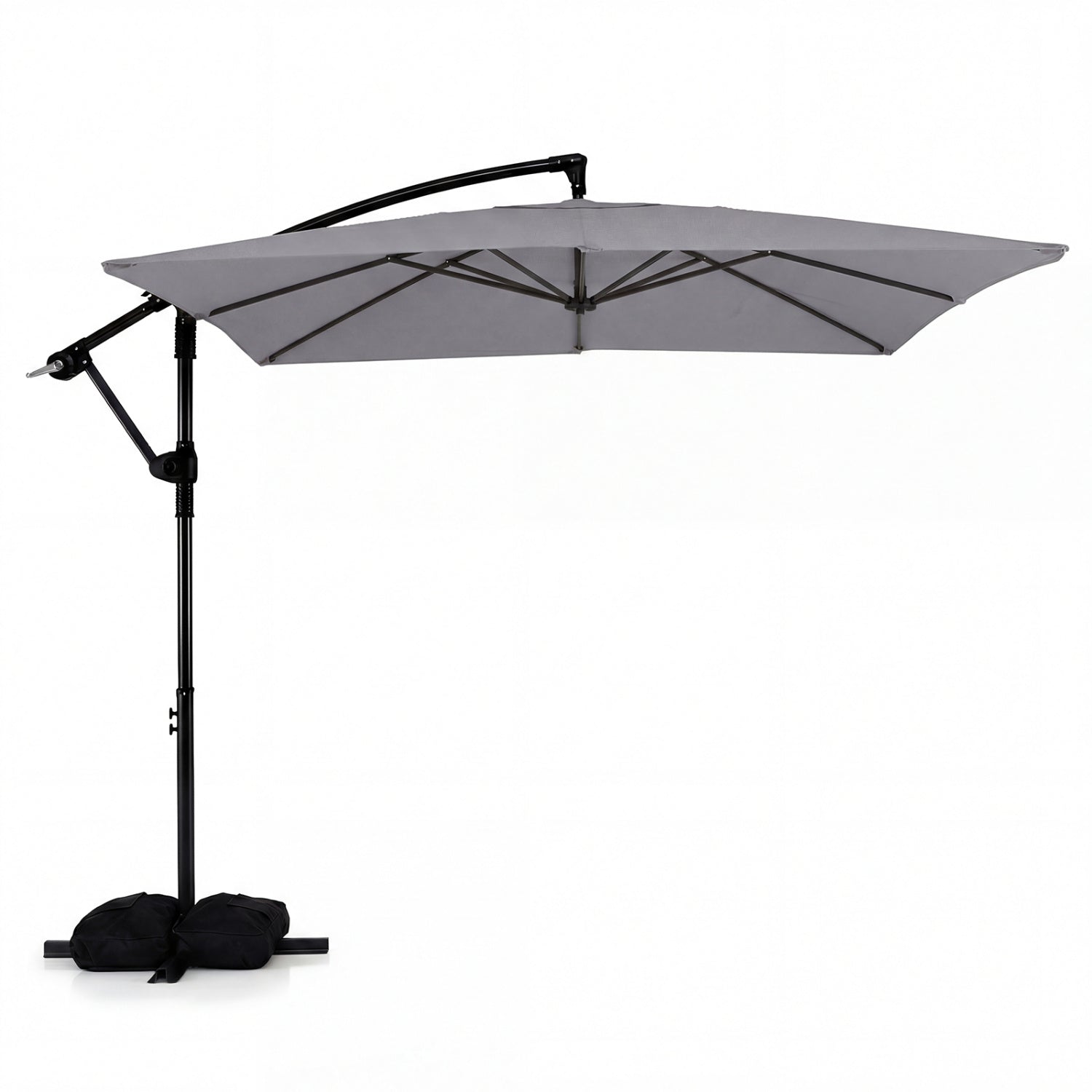 8 x 8 FT Offset Cantilever Patio Umbrella Square Hanging Outdoor Market Umbrella with 360° Rotation