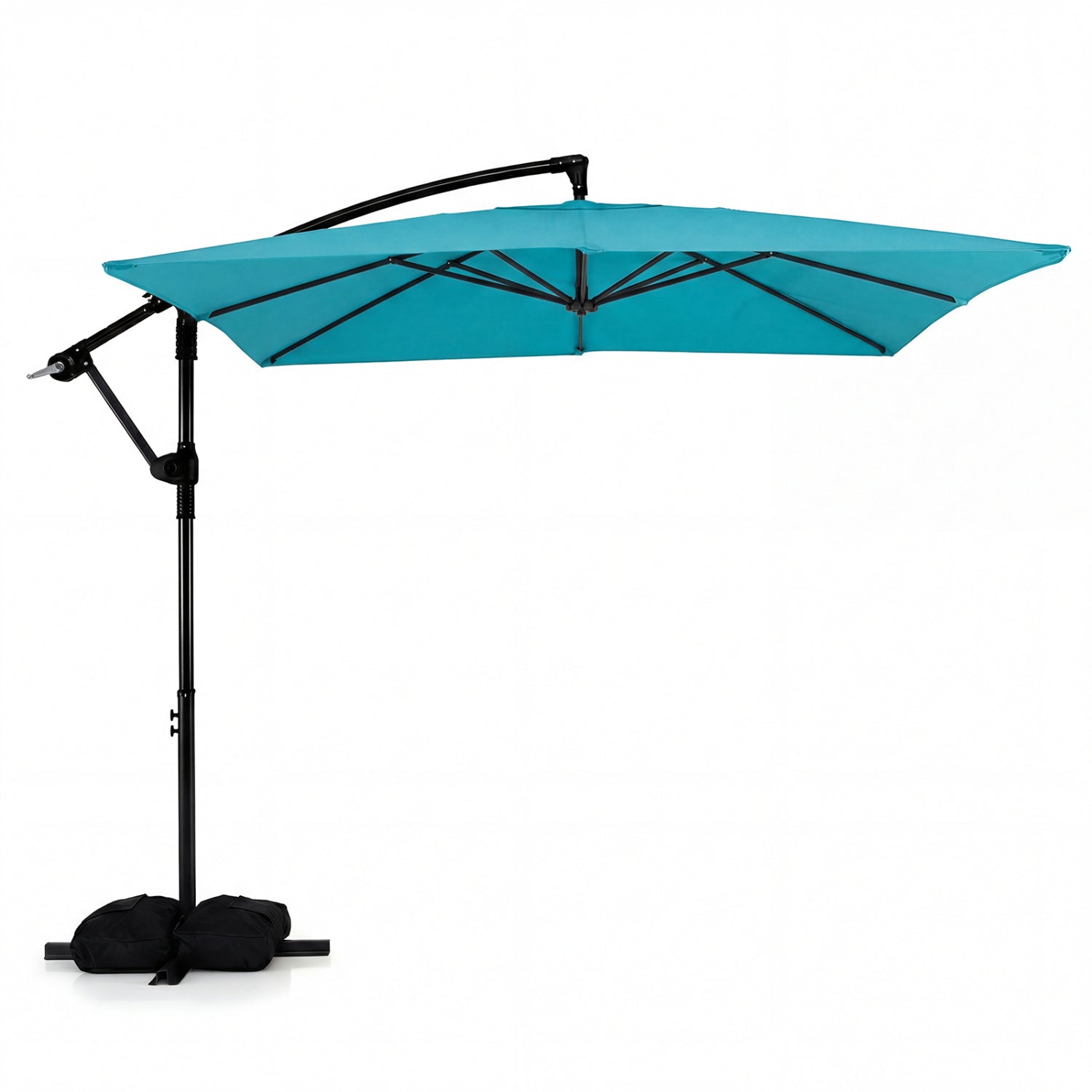 8 x 8 FT Offset Cantilever Patio Umbrella Square Hanging Outdoor Market Umbrella with 360° Rotation