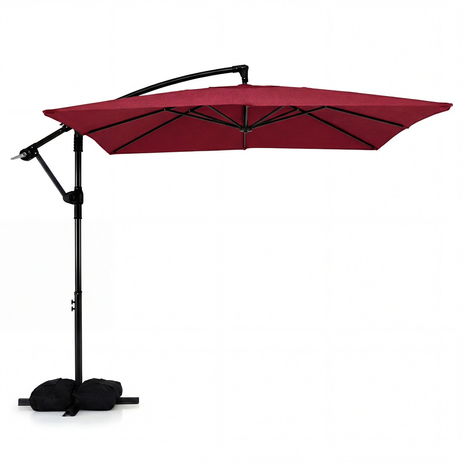 8 x 8 FT Offset Cantilever Patio Umbrella Square Hanging Outdoor Market Umbrella with 360° Rotation