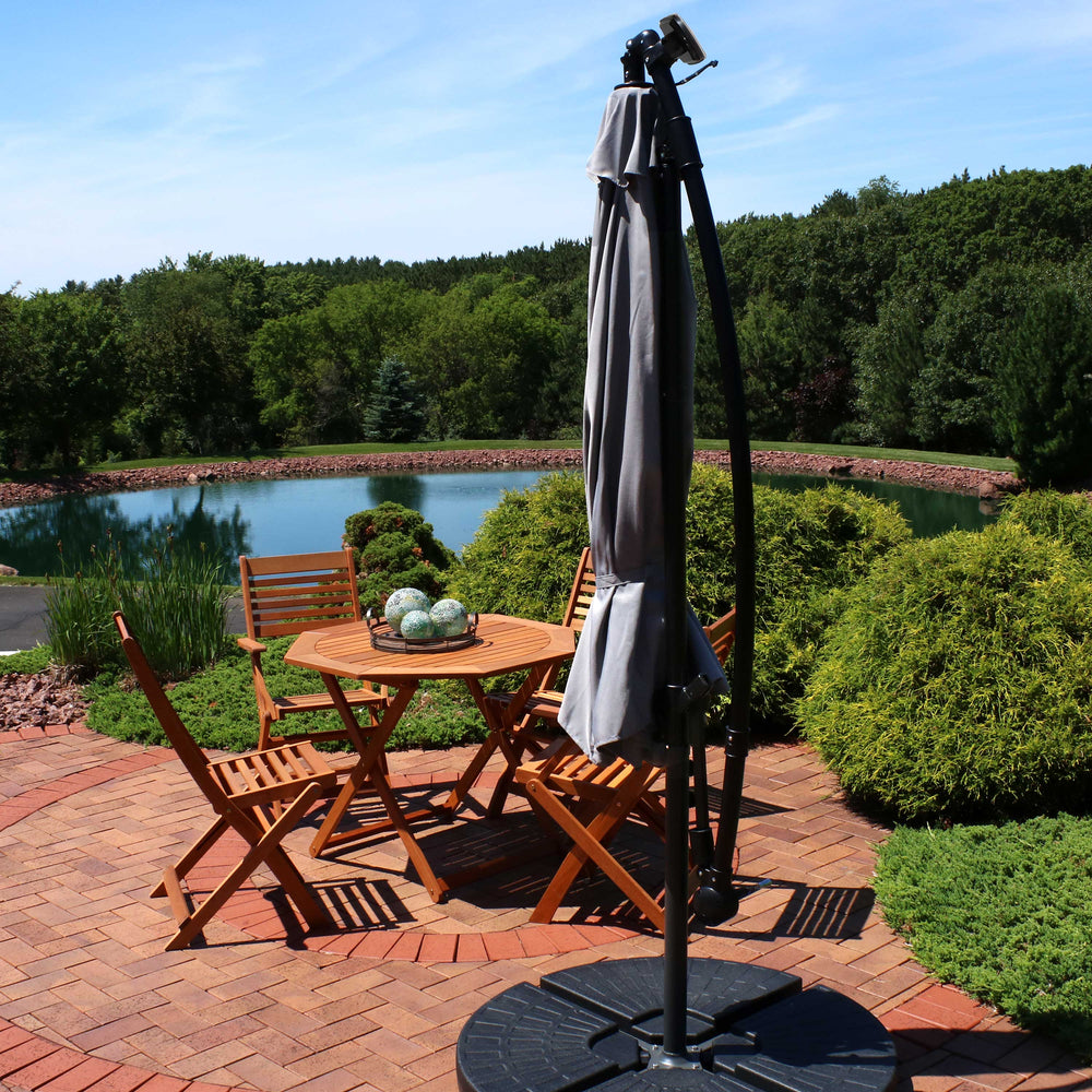 Sunnydaze 10 ft Solar Offset Patio Umbrella Smoke product shot
