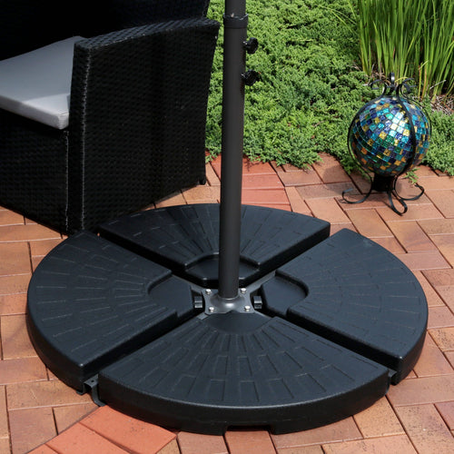 Sunnydaze Cantilever Offset Umbrella Base Plate Weights Round Set of 4 lifestyle