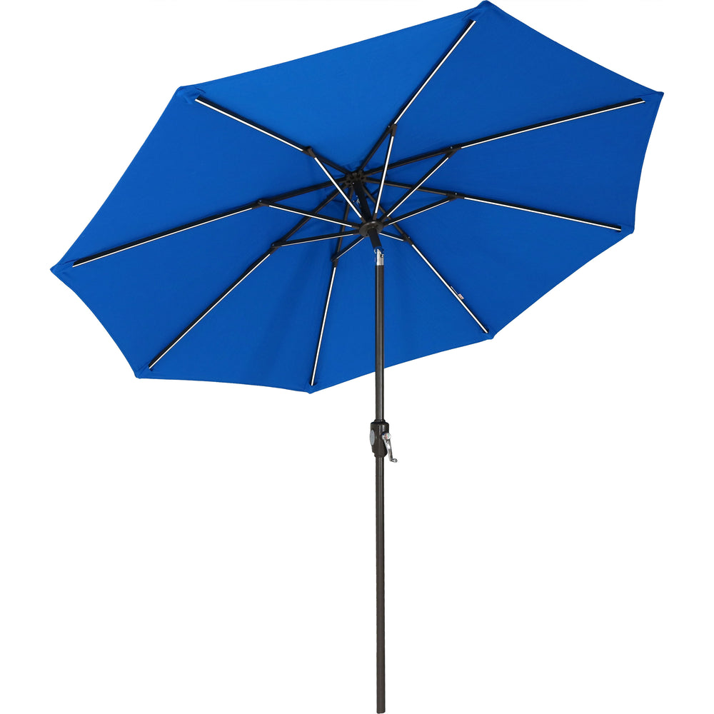 Sunnydaze 9 ft Solar Sunbrella Market Umbrella Pacific Blue canopy fabric detail