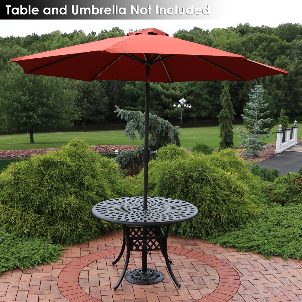 Sunnydaze Rose Blossom Cast Iron Patio Umbrella Base Black product shot