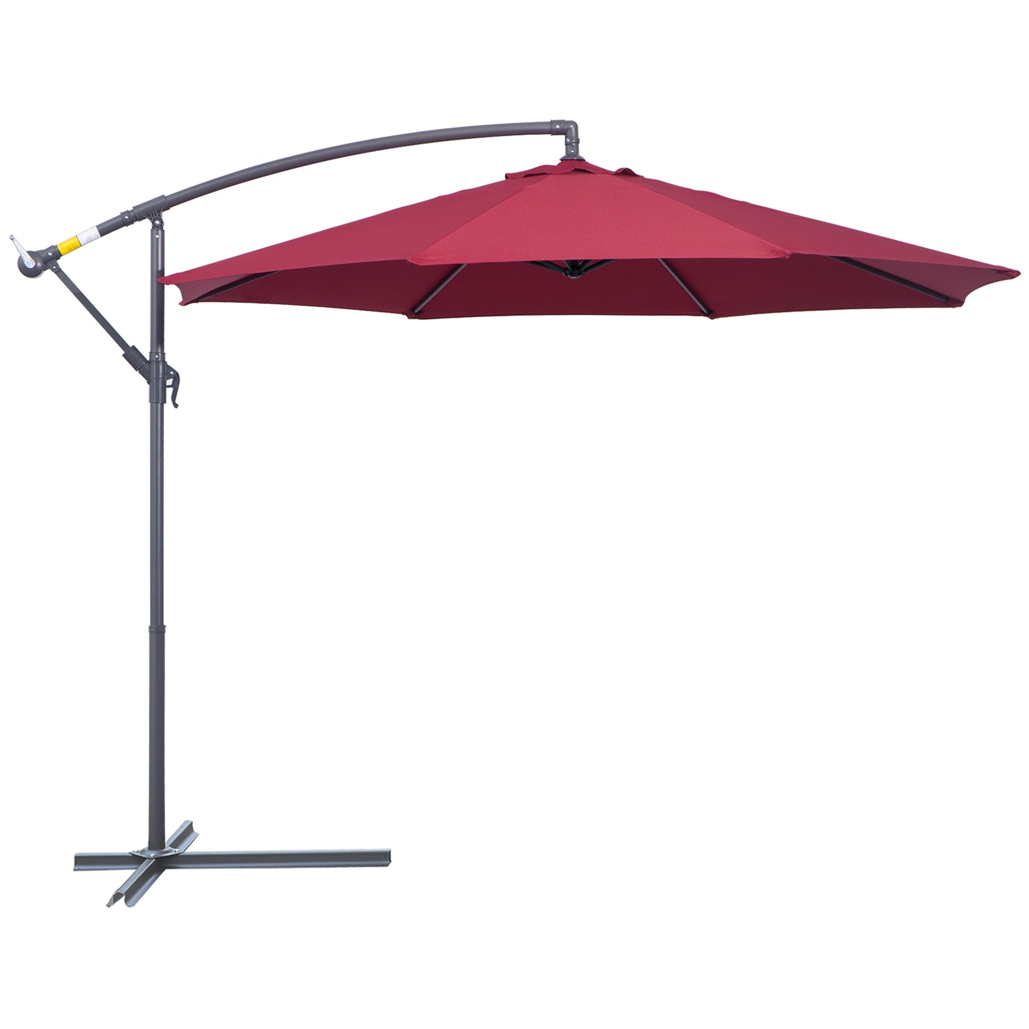 Patio Umbrella Cantilever Offset Red Steel 10ft 360 Degree