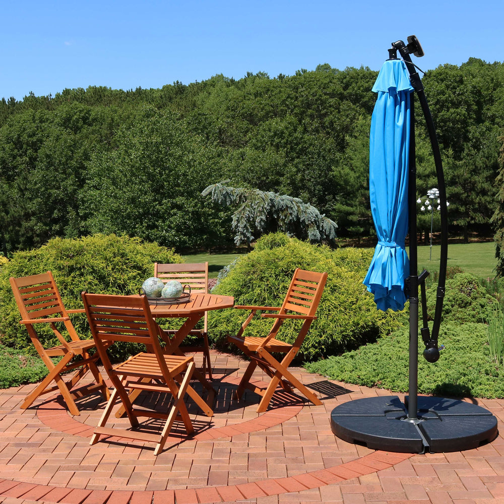 Sunnydaze 10 ft Solar Offset Patio Umbrella Azure product shot