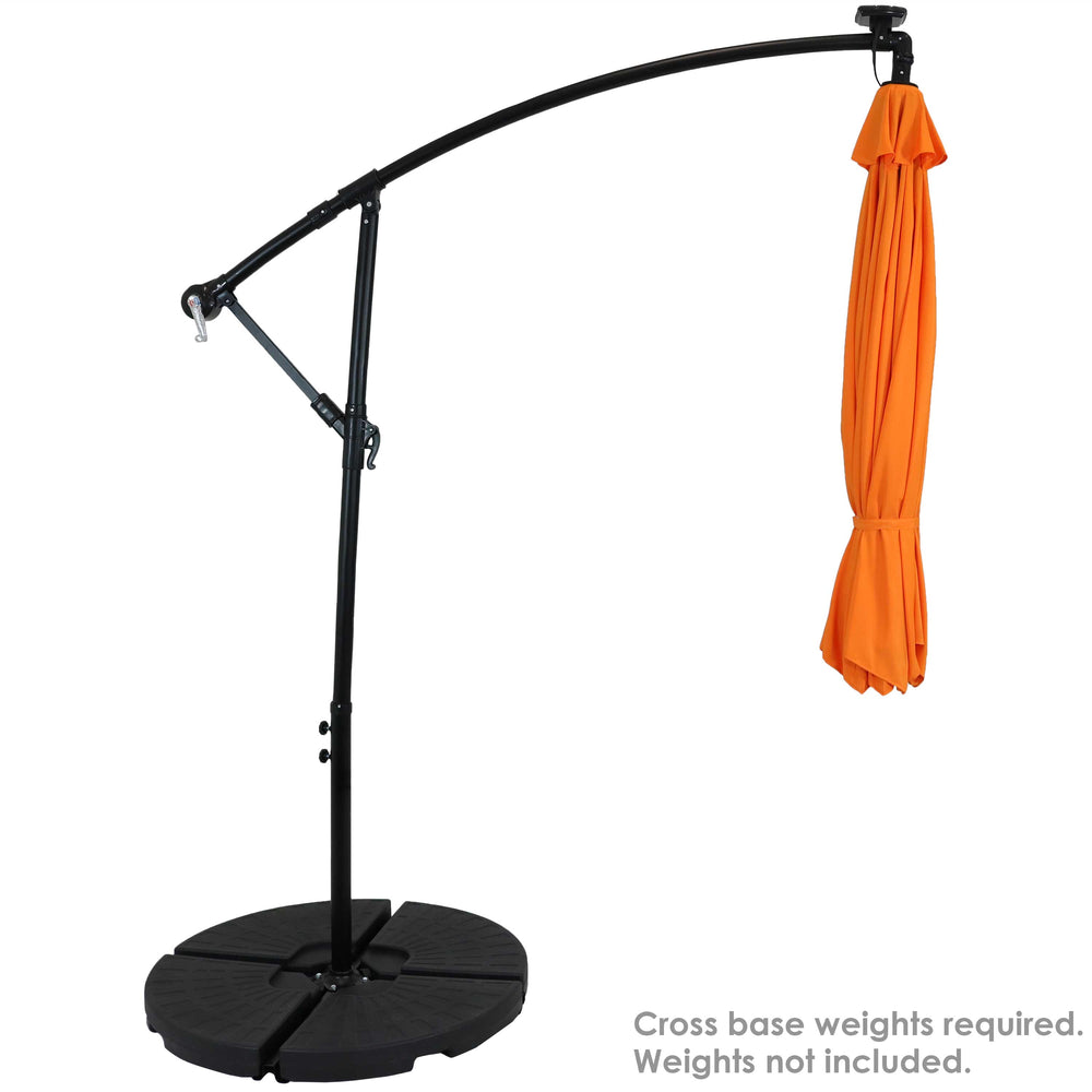 Sunnydaze 10 ft Solar Offset Patio Umbrella Tangerine twist knob detail