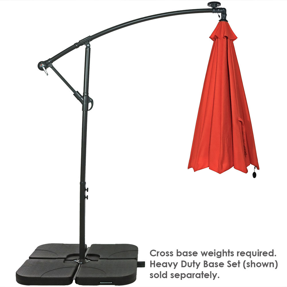 Sunnydaze 10 ft Solar Cantilever Offset Umbrella Burnt Orange LED lights detail