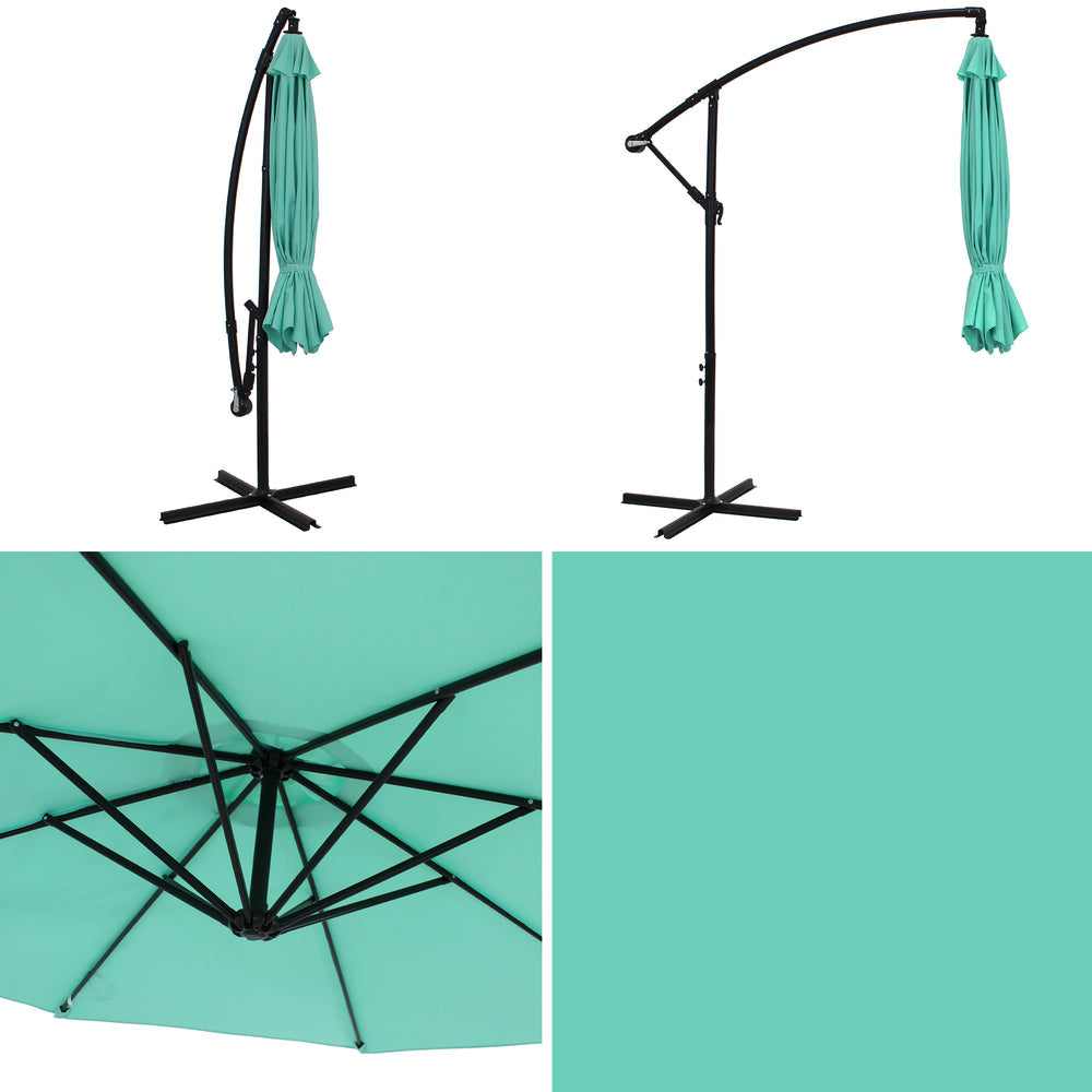 Sunnydaze 9.5 ft Offset Patio Umbrella Seafoam dimensions
