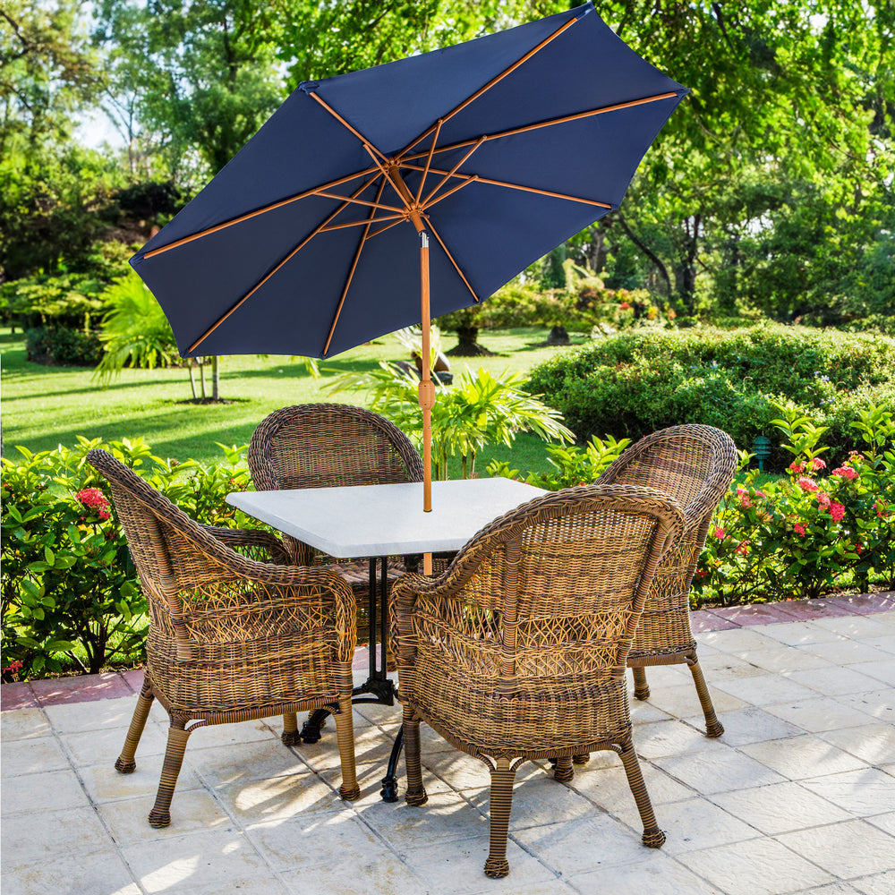 Sunnydaze 8.5 ft Faux Woodgrain Patio Umbrella Navy lifestyle outdoor