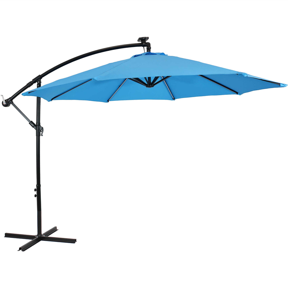 Sunnydaze 10 ft Solar Offset Patio Umbrella Azure canopy detail