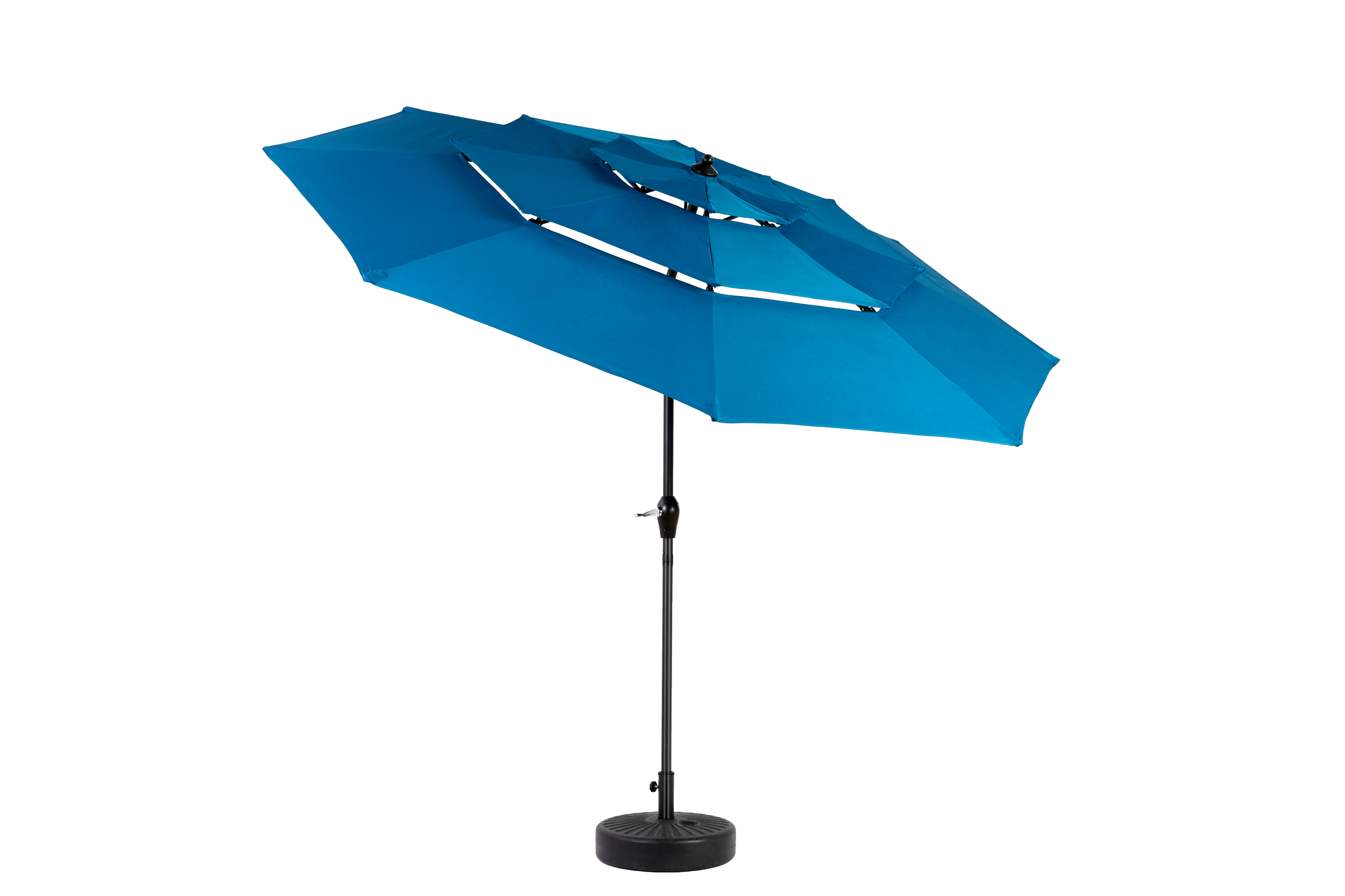 Patio Umbrella Auto Tilt 3 Tier Aluminum Dark Blue 10 Ft Crank