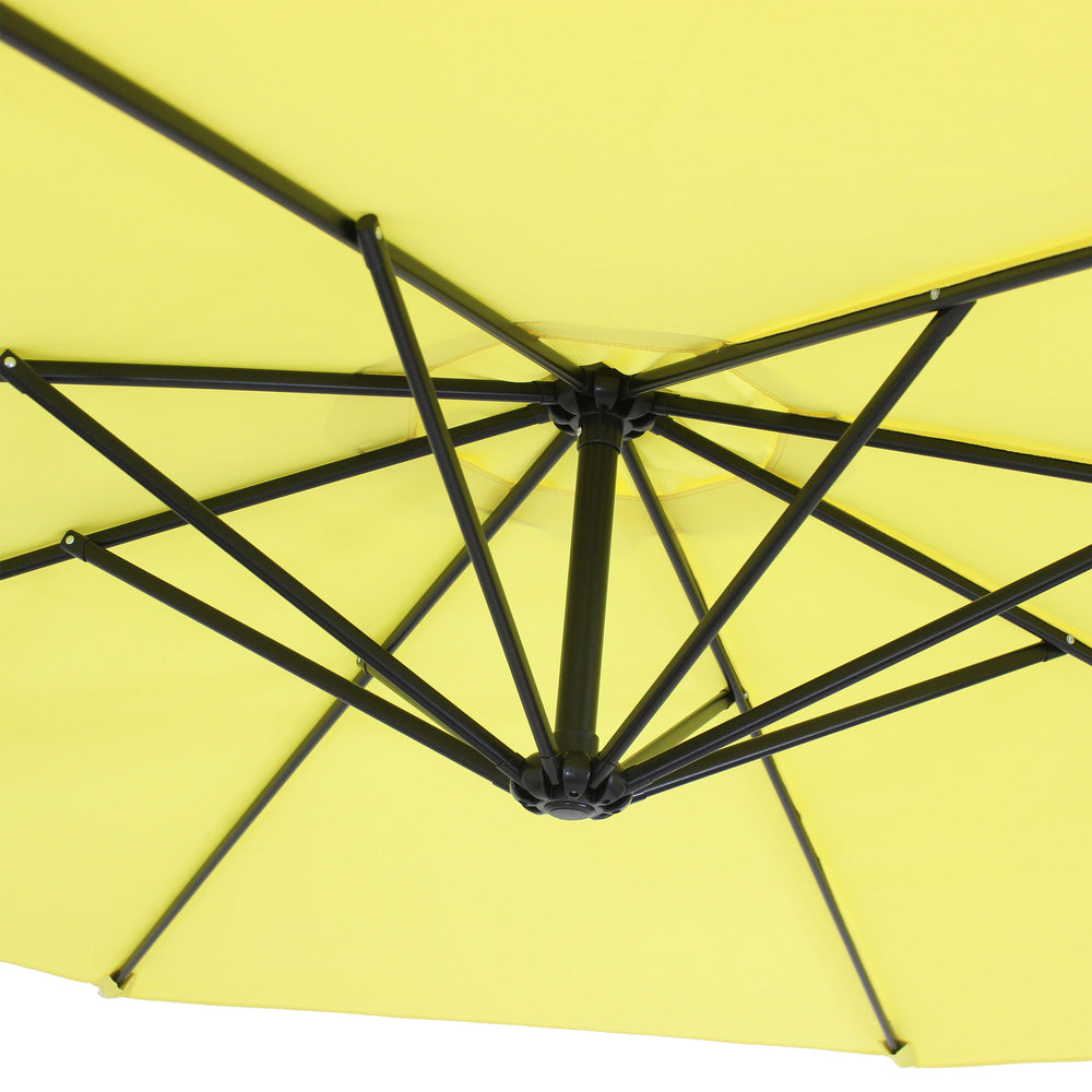 Sunnydaze 9.5 ft Offset Patio Umbrella Sunshine canopy detail