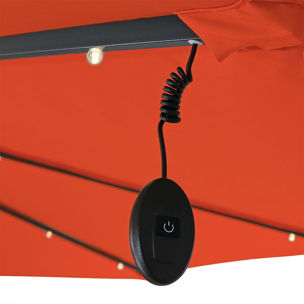Sunnydaze 10 ft Solar Cantilever Offset Umbrella Burnt Orange solar panel detail