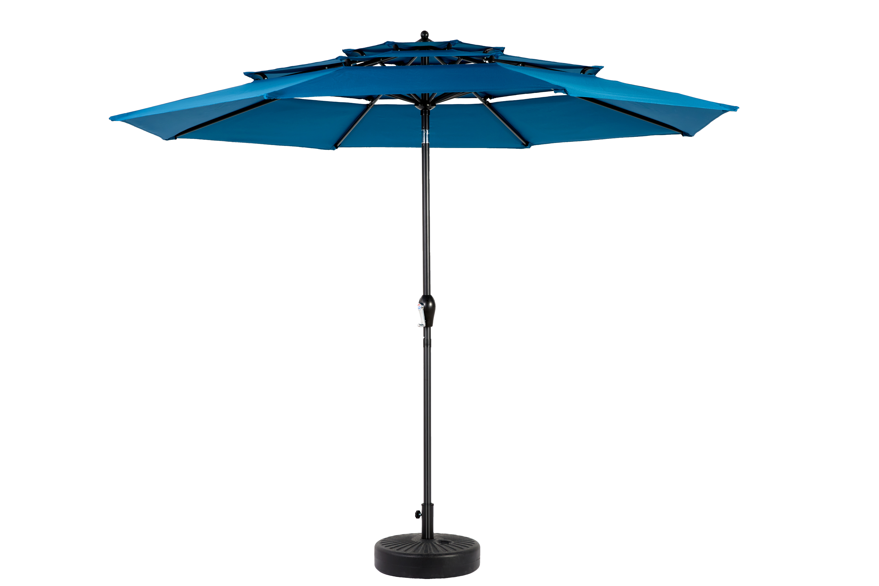 Patio Umbrella Auto Tilt 3 Tier Aluminum Dark Blue 10 Ft Crank