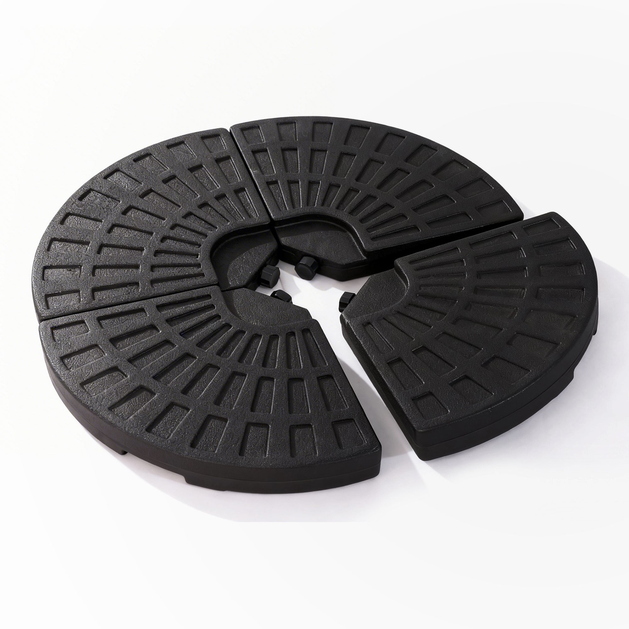 Patio Umbrella Base Fillable Black HDPE 4 Piece 220 LB Water or Sand