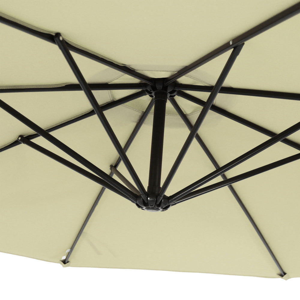 Sunnydaze 9.5 ft Offset Patio Umbrella Pale Buttercup crank detail