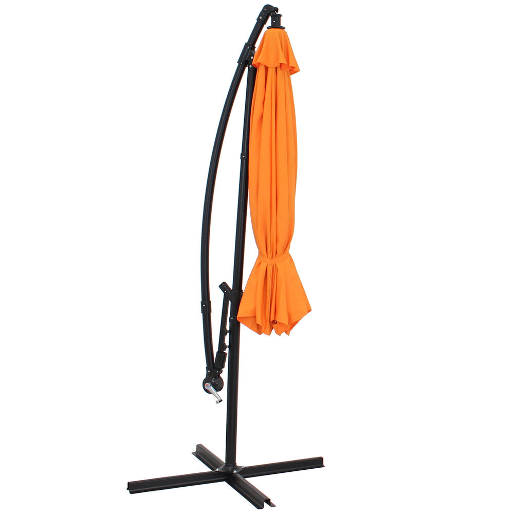 Sunnydaze 9.5 ft Offset Patio Umbrella Tangerine vent detail