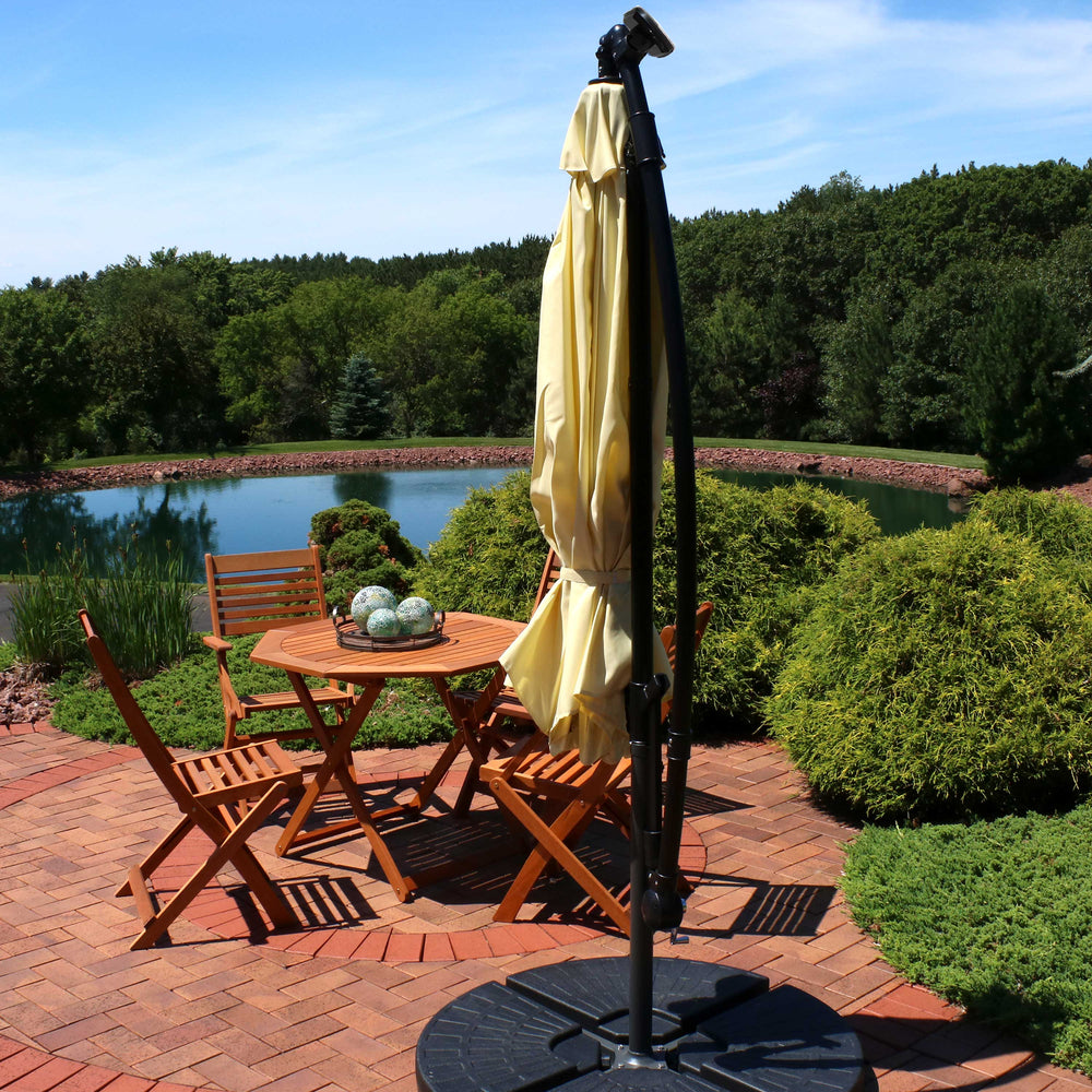 Sunnydaze 10 ft Solar Offset Patio Umbrella Cream product shot