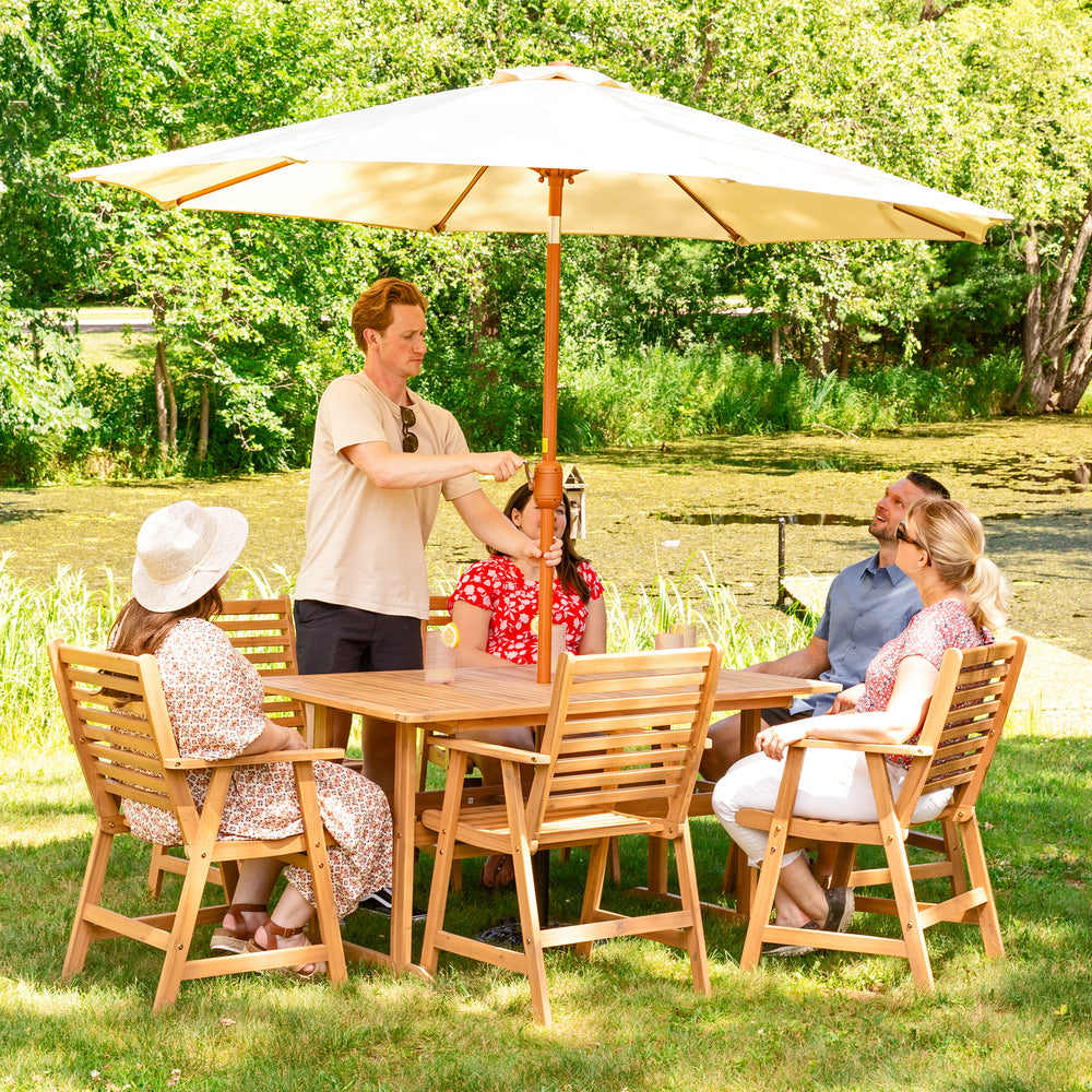 Sunnydaze 8.5 ft Faux Woodgrain Patio Umbrella Beige product shot
