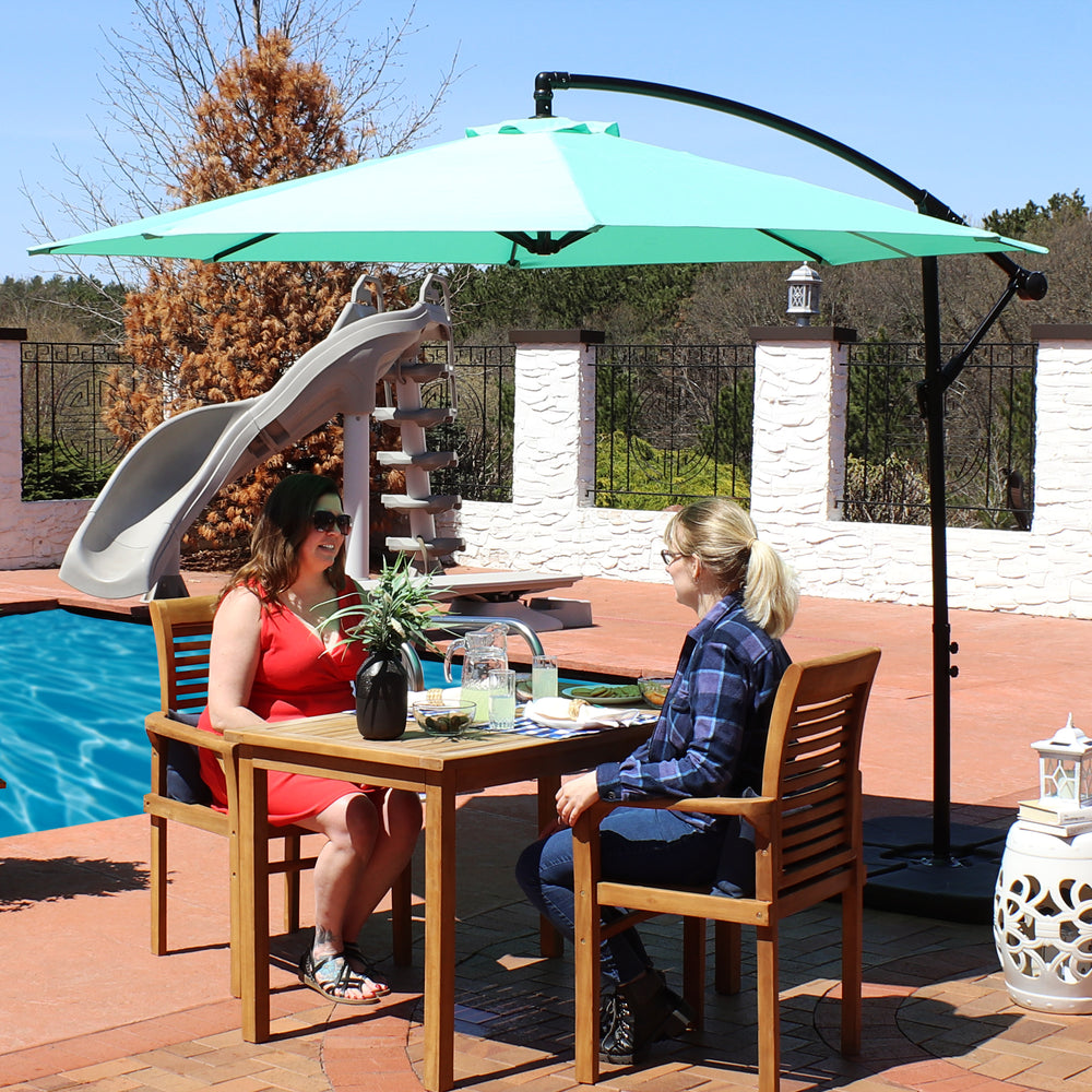 Sunnydaze 9.5 ft Offset Patio Umbrella Seafoam canopy detail