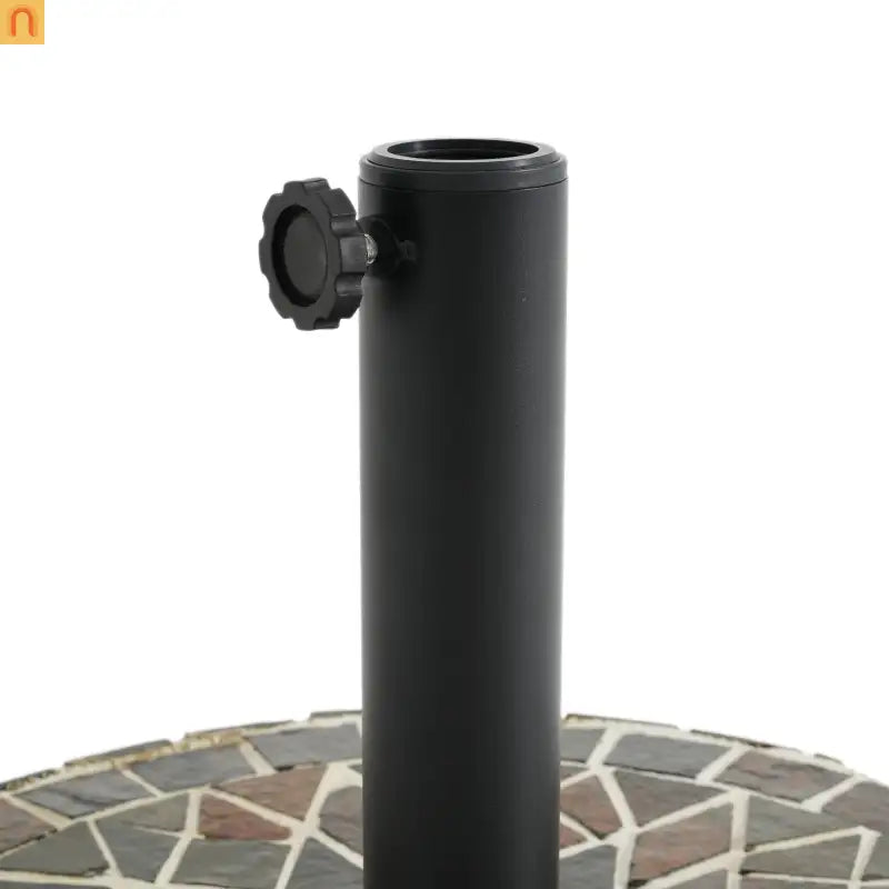 Patio Umbrella Base Round Mosaic Tile Concrete Iron 18.9 In 38-48 mm Pole
