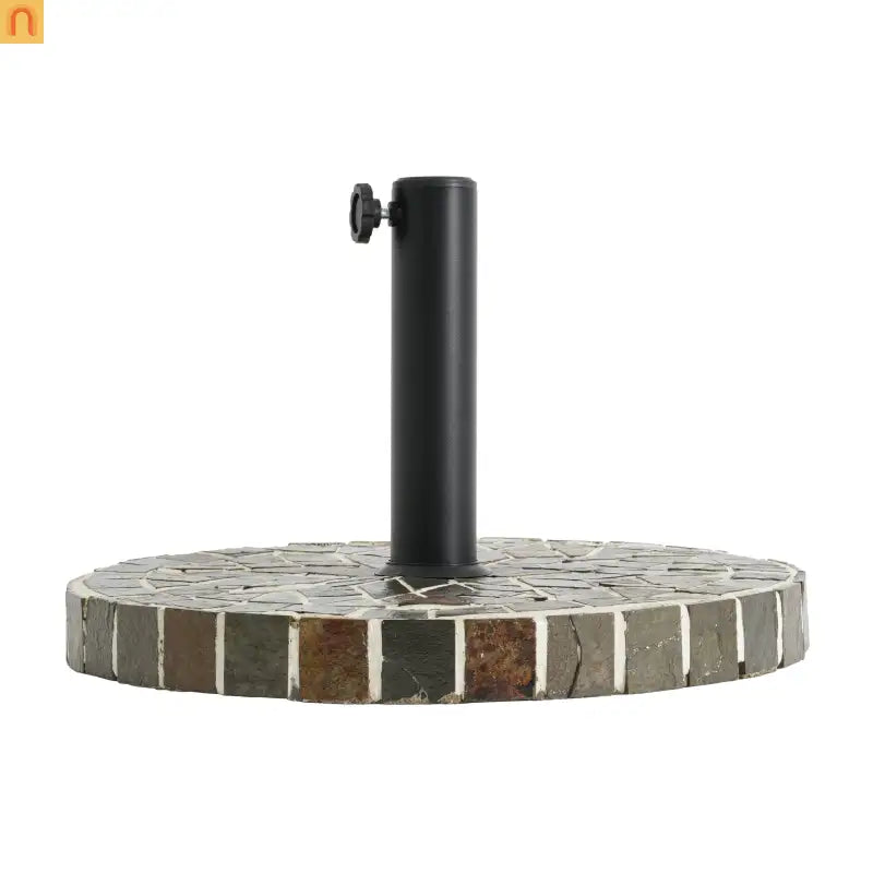 Patio Umbrella Base Round Mosaic Tile Concrete Iron 18.9 In 38-48 mm Pole