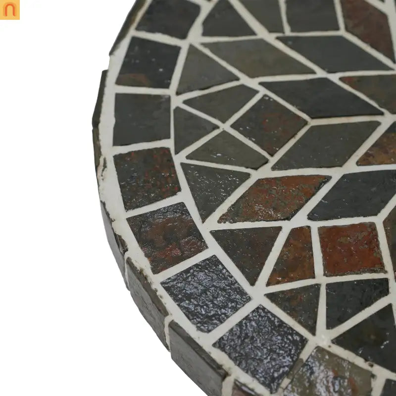 Patio Umbrella Base Round Mosaic Tile Concrete Iron 18.9 In 38-48 mm Pole