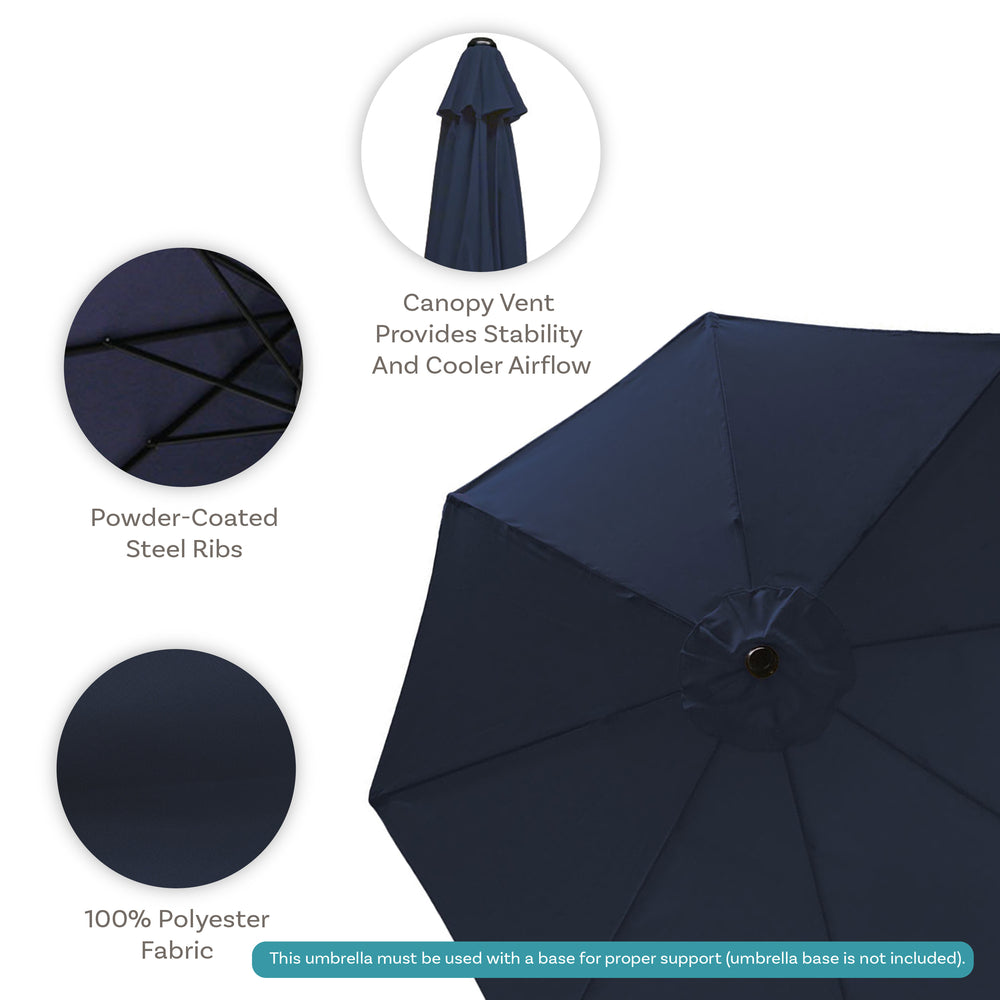 Sunnydaze Aluminum Patio Umbrella Navy Blue dimensions