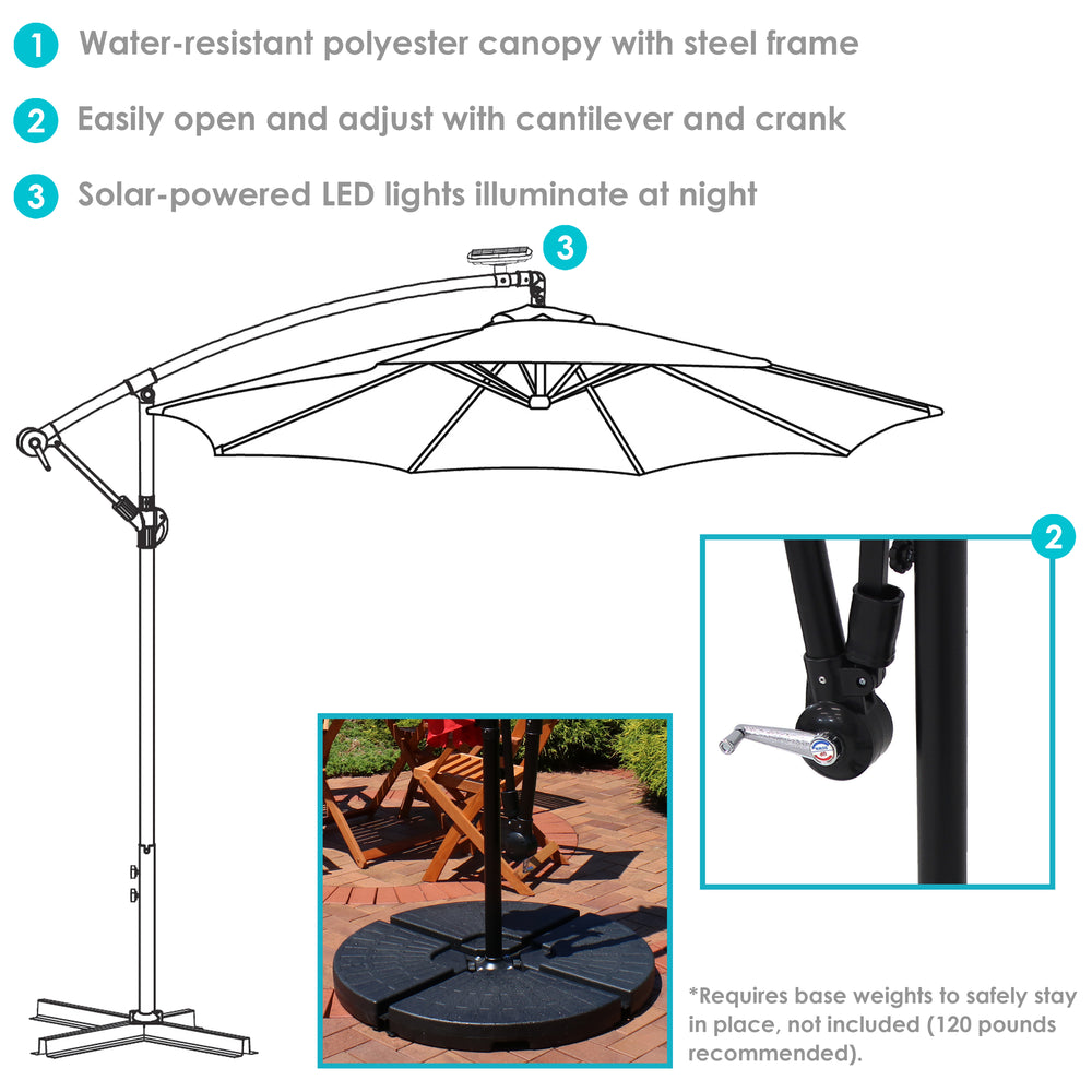 Sunnydaze 10 ft Solar Offset Patio Umbrella Tangerine crank detail