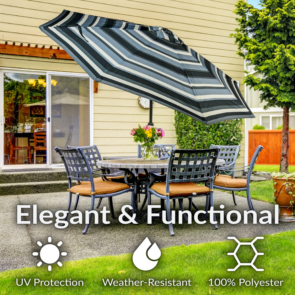 Sunnydaze Aluminum Patio Umbrella Catalina Beach Stripe tilt detail
