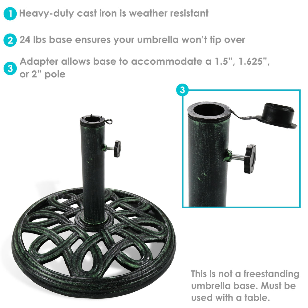 Sunnydaze 17-Inch Round Cast Iron Patio Umbrella Base pole opening detail