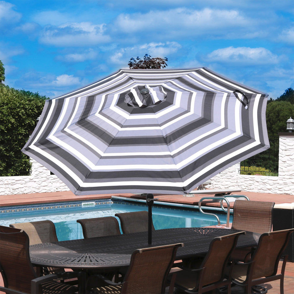 Sunnydaze Aluminum Patio Umbrella Catalina Beach Stripe 9ft lifestyle