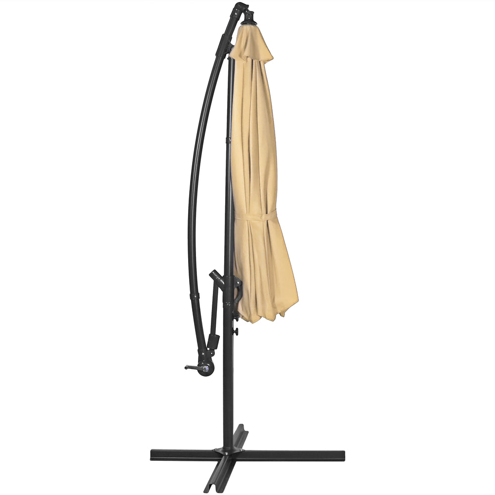 Sunnydaze 10 ft Offset Patio Umbrella Beige pole detail