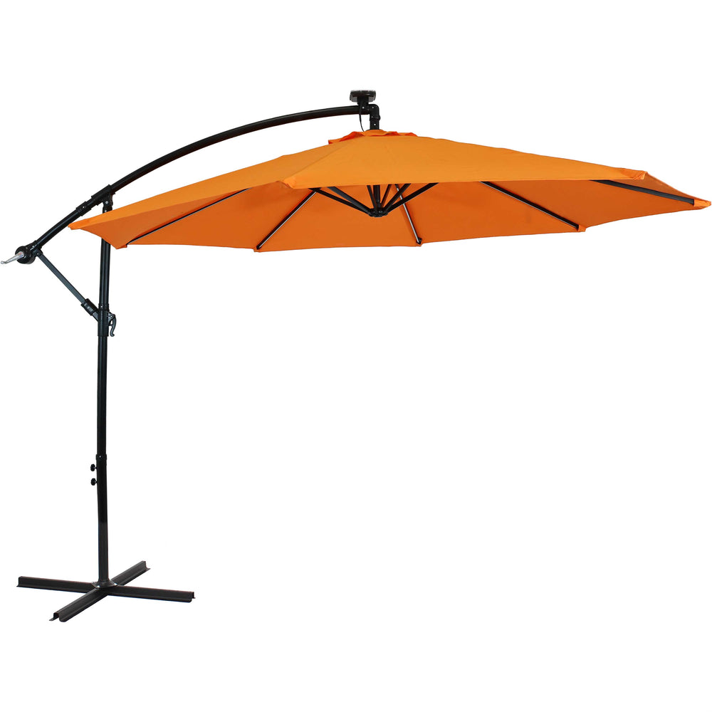 Sunnydaze 10 ft Solar Offset Patio Umbrella Tangerine canopy detail