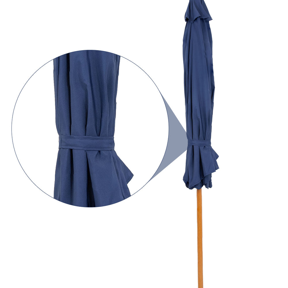 Sunnydaze 8.5 ft Faux Woodgrain Patio Umbrella Navy dimensions size guide