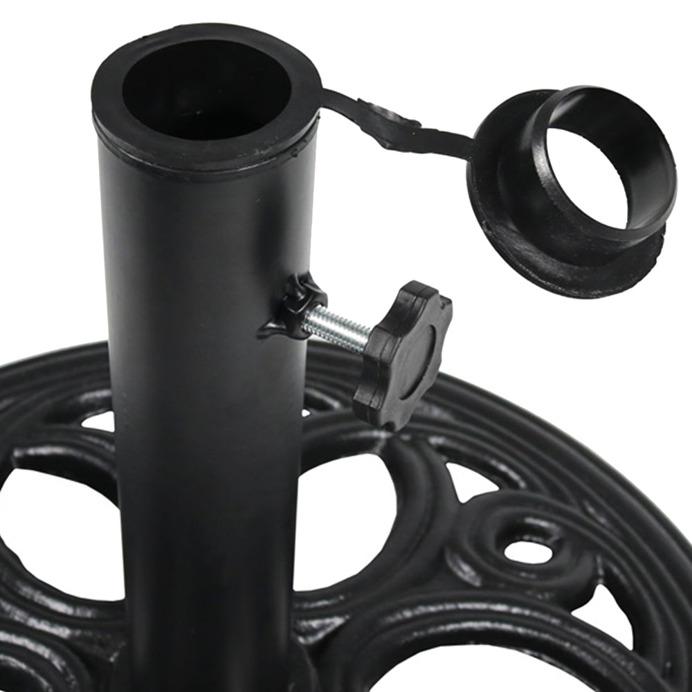 Sunnydaze 18-Inch Round Cast Iron Patio Umbrella Base Black detail view